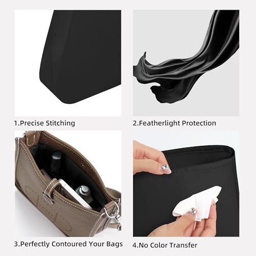 DGAZ Silky Purse Organizer Insert Fits Evelyne TPM/PM/GM/TGM Bags, Luxury Handbag & Tote Organizer, Simplicity bag organizer（Black,TPM）