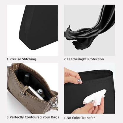 DGAZ Silky Purse Organizer Insert Fits Evelyne TPM/PM/GM/TGM Bags, Luxury Handbag & Tote Organizer, Simplicity bag organizer（Black,TPM）