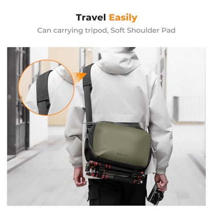 K&F CONCEPT Camera Sling Bag Crossbody Bag Waterproof Camera Shoulder Backpack DSLR/SLR/Mirrorless Camera Case - color: 12 Green Large