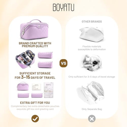 BOYATU Travel Makeup Bag for Women: Large Capacity Cosmetic Bags Organizer, Waterproof Toiletry Make up Case Gift for Her Girlfriend Best Friend Mom on Birthday Christmas Mother's Day - color: 01-C-Purple