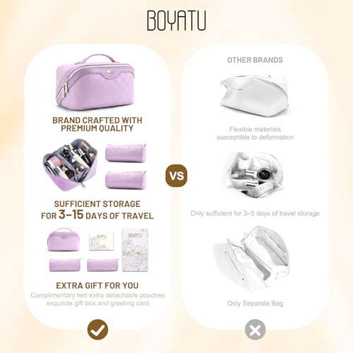 BOYATU Travel Makeup Bag for Women: Large Capacity Cosmetic Bags Organizer, Waterproof Toiletry Make up Case Gift for Her Girlfriend Best Friend Mom on Birthday Christmas Mother's Day - color: 01-C-Purple