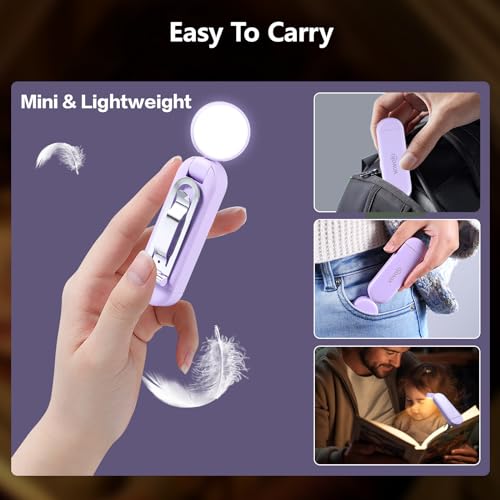 VAVOFO USB Rechargeable Book Light, Blue Light Blocking, Amber Clip On Bookmark Reading Light for Bookworms with Eye Care 6 LED Modes - color: Purple