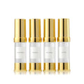 Gold 15ML 0.5 oz Airless pump bottle Toiletries Travel Size containers airport essentials Dispenser with Box Reusable mini lotion plastic travel bottles 4 Packs - size: 15 ML