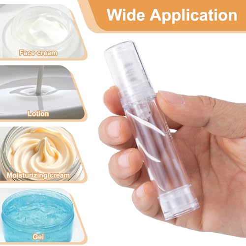 6pcs Airless Travel Pump Bottle, Empty Refillable Vacuum Pump Bottle, 5ml 10ml 15ml Plastic Press Lotion Travel Container for DIY Cosmetic Foundation Toiletries- Clear - color: Clear-6pcs-5,10,15ml