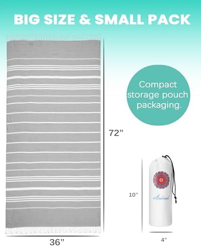 Turkish Beach Towels Quick Dry Sand Free Soft Absorbent Extra Large Xl Big Blanket Adult Oversized Bath Pool Swim Towel Lightweight Thin Fast Drying Compact No Sand Packable Vacation Essentials - color: Thinner Grey, size: 72 x 36 inch