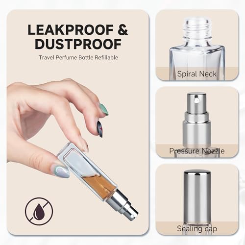 Perfume Travel Refillable Atomizer, 3 Pack 10ml Leak Proof Refillable Perfume Bottle for Air Travel, Purse and Business Trips, Glass Atomizer Sprayer for Cologne with Funnel & Pipette - color: Light Gray