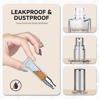 Perfume Travel Refillable Atomizer, 3 Pack 10ml Leak Proof Refillable Perfume Bottle for Air Travel, Purse and Business Trips, Glass Atomizer Sprayer for Cologne with Funnel & Pipette - color: Light Gray