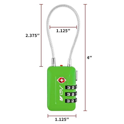 TSA Accepted Luggage Travel Lock, Set-Your-Own Combination Lock for School Gym Locker, Luggage Suitcase Baggage Locks, Filing Cabinets, Toolbox, Case (Green, 1 Pack) - color: Green, size: 1 Pack