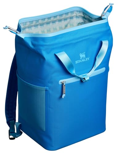 Stanley All Day Madeleine Backpack Soft Cooler 20 Can Cooler with Handle and Shoulder Straps Insulated Travel Bag with Zipper BPA-Free - color: Azure, style: Mini