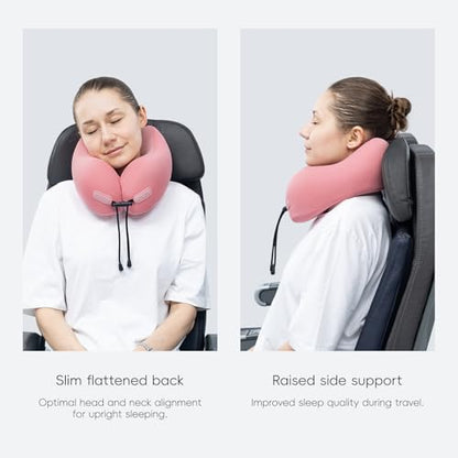 urnexttour Neck Pillow for Travel Memory Foam Design Models Pillows with Zero Eye Pressure 3D Eye Mask and Compact Bag Traveling Essentials Plane Car Flight Rest Sleeping Use Adult, Pink - color: Pink
