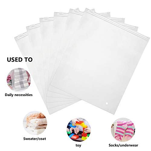 Large Ziplock Bags for Storage, 100pcs 14x16 inch Thick Bikini Bags T Shirt Bags Swimsuit Bags Plastic Zip Bags, Plastic Mailing Bags Poly Bags for Shipping Bags for Clothes, with Vent Holes - size: 14x16"