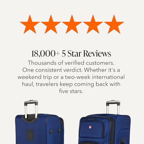 SWISSGEAR Sion Softside Expandable Spinner Luggage Durable Lightweight Travel Suitcase, Blue, Checked-Medium - color: Blue, size: Checked-Medium