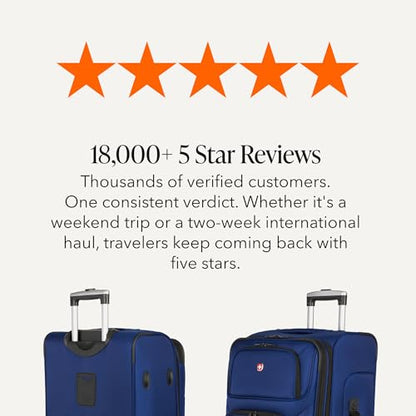 SWISSGEAR Sion Softside Expandable Spinner Luggage Durable Lightweight Travel Suitcase, Blue, Checked-Medium - color: Blue, size: Checked-Medium