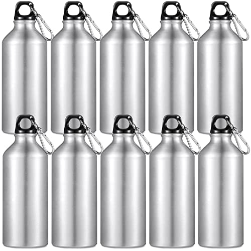 CHENGU Aluminum Water Bottle 20 oz Reusable Bottles Lightweight Leak Proof Aluminum Sports Travel Bottles with Twist Cap Buckle for Gym, Hiking, Cycling, Camping, Fishing - color: Silver