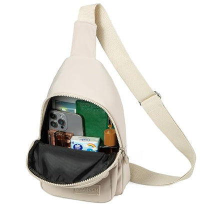 Banelu Small Sling Backpack Crossbody Bags for Women Men, Small Sling Bag Cross Body Bag Fanny Packs Crossbody Purses - Beige - color: C Beige