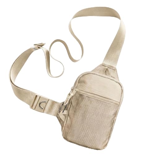Travel Sling Bag for Men & Women - Small Water Resistant Crossbody Multipocket Chest Bag with Anti-Theft - color: Beige, size: Mini