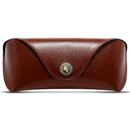 SUNGAIT Vegan Leather Glasses Case Portable Sunglasses Holder Hard Shell Slim Design Travel-Ready - color: Brown