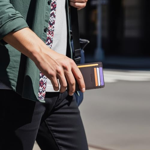 Buffway Slim Minimalist Front Pocket RFID Blocking Leather Wallets for Men and Women - Galaxy Coffee - color: Galaxy Coffee