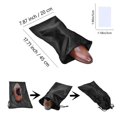 GONGKANGYUAN 10 Pack Shoe Bags for Travel Satin Fabric Shoe Bag with Drawstring for Men Women Travel Protecting Storing Shoes - color: Black
