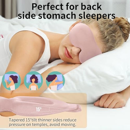 NEWVANGA Sleep Mask for Back and Side Sleeper, Block Out Light, Luxury Sleeping Eye Mask of 3D Night Blindfold, Zero Pressure Breathable Travel Eye Cover Pink - color: Luxury Pink