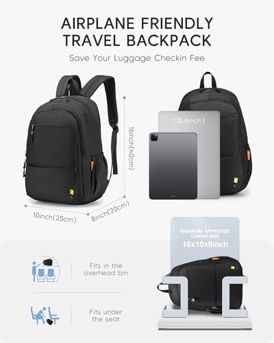 Personal Item Bag 17x10x9 Travel Backpack Carry On Flight Approved Ryanair 40x20x25cm Lightweight Waterproof Causal Bookbag for College, Travel (Orange) - color: Orange