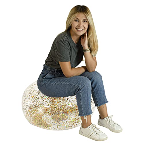 Air Candy Inflatable Ottoman BloChair Filled with Gold Glitter Perfect Inflatable Furniture for Kids and Adults. Can be Used Indoors or Outdoors.