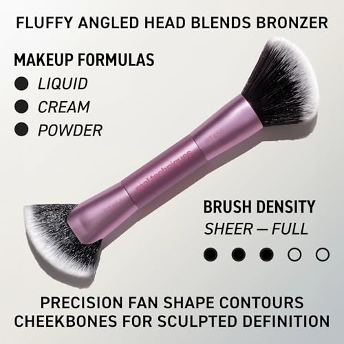 Real Techniques Big Blends Energy Brush + Dual-Sided Puff Kit, 6 Piece Face Makeup Brush & Puff Set for Foundation, Concealer, Powder & Blush, Travel Friendly, Cruelty-Free & Vegan