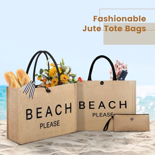 Trifabricy Beach Bag for Women, Woven Straw Beach Tote Bag Waterproof, Weaving Swim Gym Shopping Travel Bags with Button - color: Classic-beach