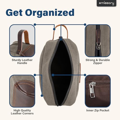 emissary Mens Travel Toiletry Bag, Dopp Kit for Men, Travel Bathroom Shaving Kit Bag for Men,Kit Small Bag for Travel (Light Gray) - color: Light Gray
