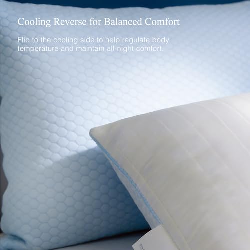 Blue Ridge Home Fashions Luxury Hotel Quality Cooling Pillows King Size Set of 2, Soft Medium 500 Thread Count Damask Stripe Embroidered 100% Cotton Cover, Down Alternative - size: King Size Set of 2