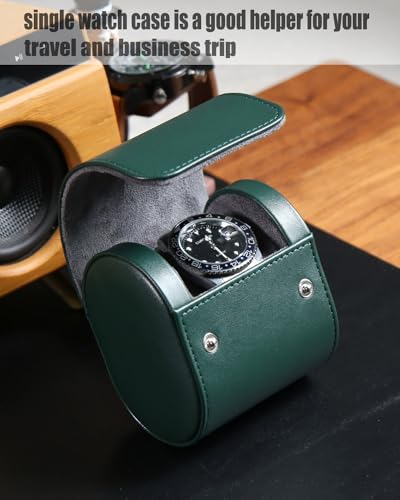 Watch Roll Travel Case for Men and Women with Suede Lining Watch Display Box Single Watch Storage and Organizer (Green) - color: 1 Slot Green