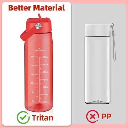 OLDLEY 32 oz Water Bottle with Straw, Leakproof Sports Water Bottle with Carry Strap, BPA-Free Large Water Bottles for Home,Travel, School, Outdoors, Gym, Tritan,Red - color: Red