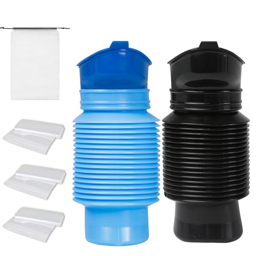 Pee Bottles for Men, Portable Urinal for Men, Collapsible Urine Bottle 750ML, Car Urinals for Men and Women, Emergency Urinal Shrinkable Pocket Toilet for Travel, Camping, Traffic Jam, Road Trips - color: Black and Blue