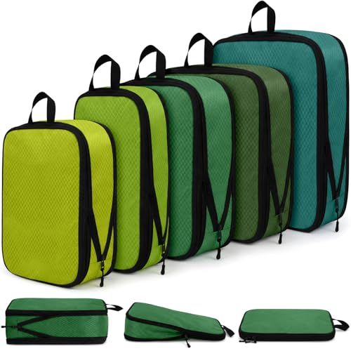 5 Pack Compression Packing Cubes for Travel Space Saving Cubes Luggage Organizer for Suitcase(Green,Mixed) - color: Green, size: Mixed Sizes