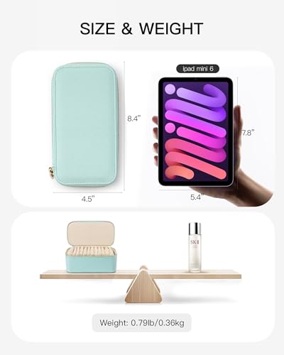 VLANDO Jewelry Travel Case,Travel Jewelry Organizer with Clear Velvet Jewelry Bags 12Pcs Zipper Pouch for Women Girl Trendy Stuff Gift-Lake Blue - color: D.12PCS Lake Blue