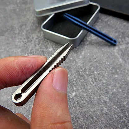 Canku 2pcs Mini Tweezers Titanium Portable Titanium Alloy EDC Tweezers Survival Camping Outdoor Travel Mini Tool(Blue) … - color: Blue