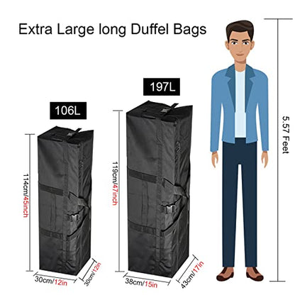 Travel Duffle Bag,Foldable Extra Large Duffel Bags,carry on Travel Bag For Men And Women Camping/Moving Boxes/Airplanes/Hospital/Tent (106 Liter, Black) - color: Long 106L