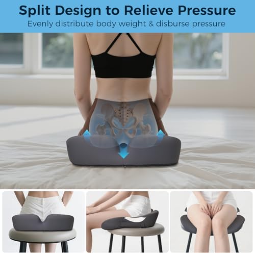 18.5" x 16.5" Extra Large Memory Foam Cushion, Tailbone Pain Relief Cushion for Long Sitting Soft Hip Support, Breathable X Large Donut Pillow Desk Chair Cushion