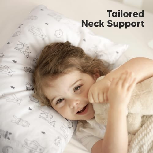 KeaBabies Organic Toddler Pillow with Pillowcase, Jumbo 14X20 - Soft Cotton Toddler Pillows for Sleeping - Machine Washable - Perfect for Travel, Toddler Bed Set (KeaFriends) - color: Keafriends