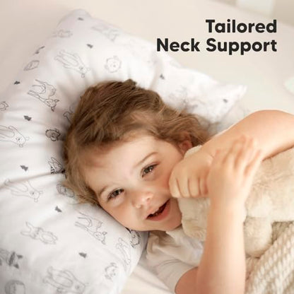 KeaBabies Organic Toddler Pillow with Pillowcase, Jumbo 14X20 - Soft Cotton Toddler Pillows for Sleeping - Machine Washable - Perfect for Travel, Toddler Bed Set (KeaFriends) - color: Keafriends