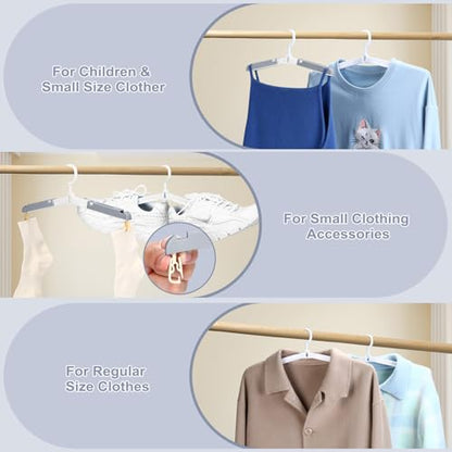 6 Pack Fodable Travel Hangers with Clips & Adjustable Clothesline, Portable Collapsible Hangers with Storage Bag for Suitcase, Hotel, RV, Cruise Essentials Set (Grey) - color: Gray