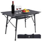 Portable Camping Table with Adjustable Hight Legs, Lightweight Aluminum Folding Beach Table with Mesh Net,Carrying Bag for Outdoor Cooking, Picnic, Beach, Backyards, BBQ and Party - color: Black-90cm