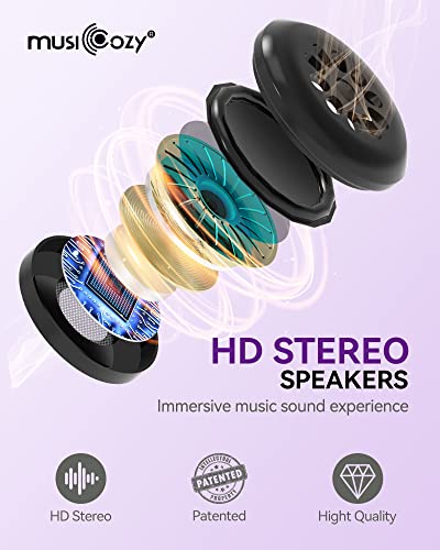 MUSICOZY 3D Bluetooth Sleep Mask with HD Stereo Sound, Wireless Sleep Headphones for Side Sleepers, Music Headband Eye Mask for Sleeping, Relaxation, Travel, Yoga, Cool Gadgets for Women Mom Girls - color: Grape Purple