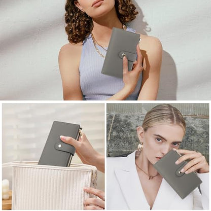yiijay Women's Wallet RFID Blocking Leather Trifold Clutch Wallet Credit Card Holder Ladies Travel Wallet Purse with Pen Holder - color: 1Light Grey