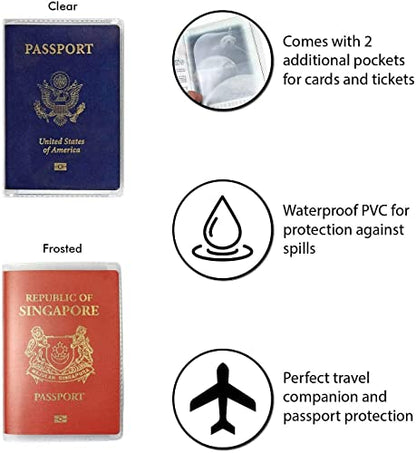5 Pack Clear Transparent Passport Cover Holder Case Organizer ID Card Travel Protector PVC Material Waterproof (Clear x5) - color: Clear x 5