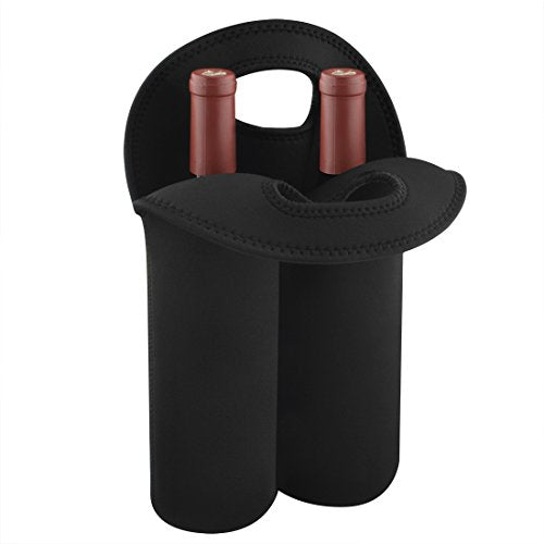 Linkidea Wine Travel Carrier & Cooler Bag, Wine Carrying Tote Picnic Cooler, Black, Modern
