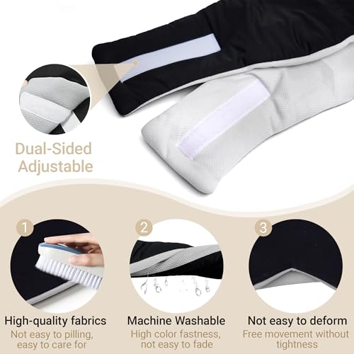Soft Reversible Cotton Eye Mask, Obsidian Black&Grey Full-Coverage Adjustable Breathable Wrap, Ultra-Light Total Blackout Blindfold for Travel Nap, Ready-to-Gift Set for Women Men Couples Adults - color: Obsidian Black
