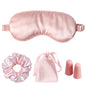 Silk Satin Sleeping Eye Mask, Pink Sleep Eye Mask Night Blindfold for Women and Men, Soft Breathable Blackout Eyeshade Eye Cover for Travel, Wedding Bridesmaid Gift - color: Pink