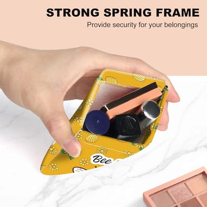 2Pcs PU Leather Small Squeeze Coin Purse Pouch Mini coin Bag Unique And Cute Wallet Cosmetic Bags Change Bag For Women Girls Men （Bees and Flowers - color: Bees and Flowers