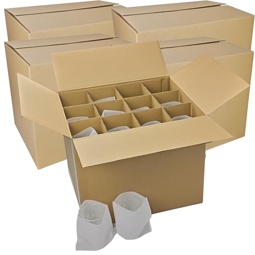 5 Sets Moving Boxes with Divider Kits,16 x 12 x 13 Inch Glassware Dish Packing Box Kitchen Moving Box Corrugate Dividers with 120 Pcs Foam Pouches,2 Pcs tape rolls with dispenser(Two Layer) - style: 5 Sets-two layer-16x12x13in